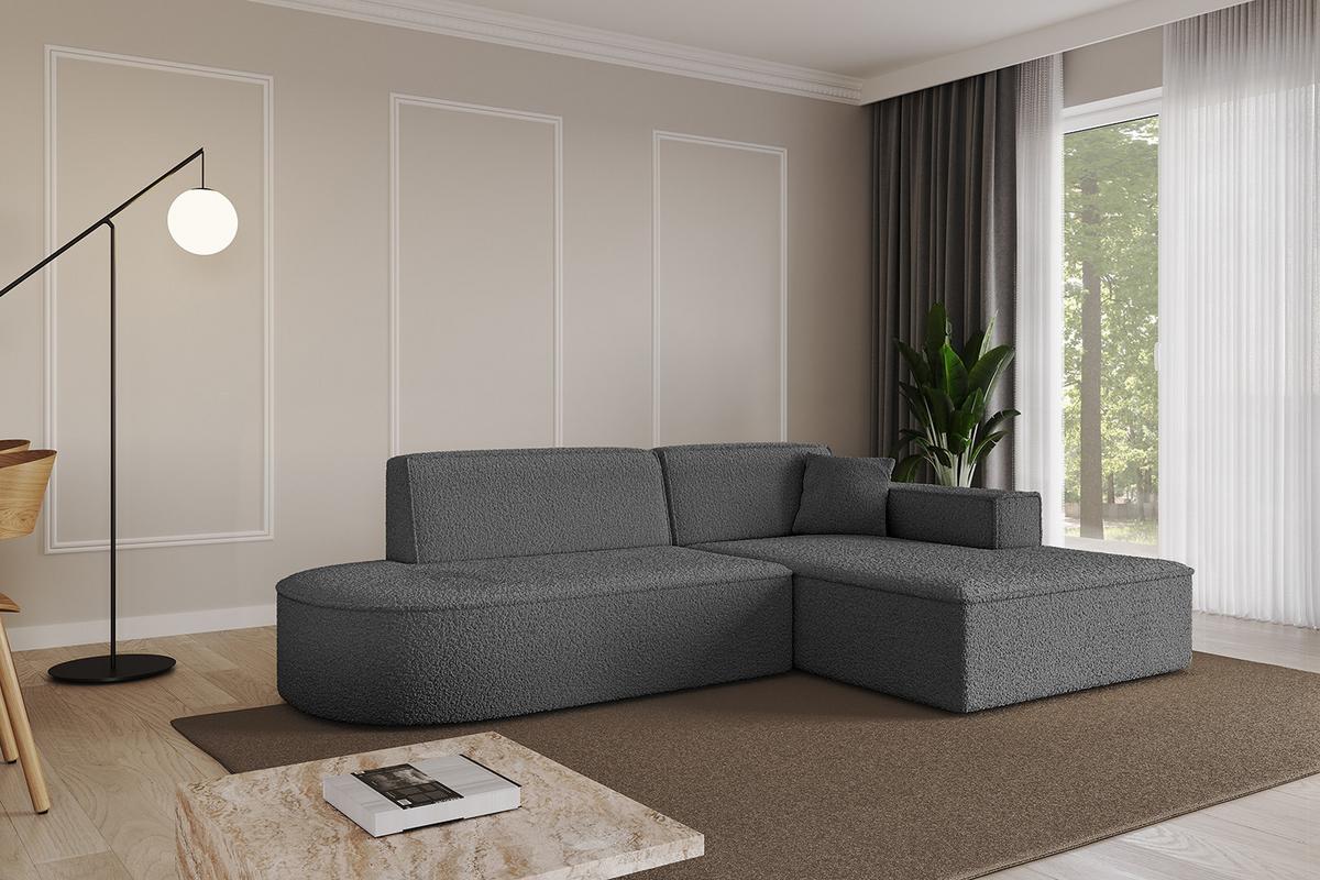 ECKSOFA Ottomane Rechts IREA-L1-v4 - 232x165x77 cm Grau - Dunkelgrau/Olivgrün, Holzwerkstoff/Textil (232/165cm) - ALTDECOR