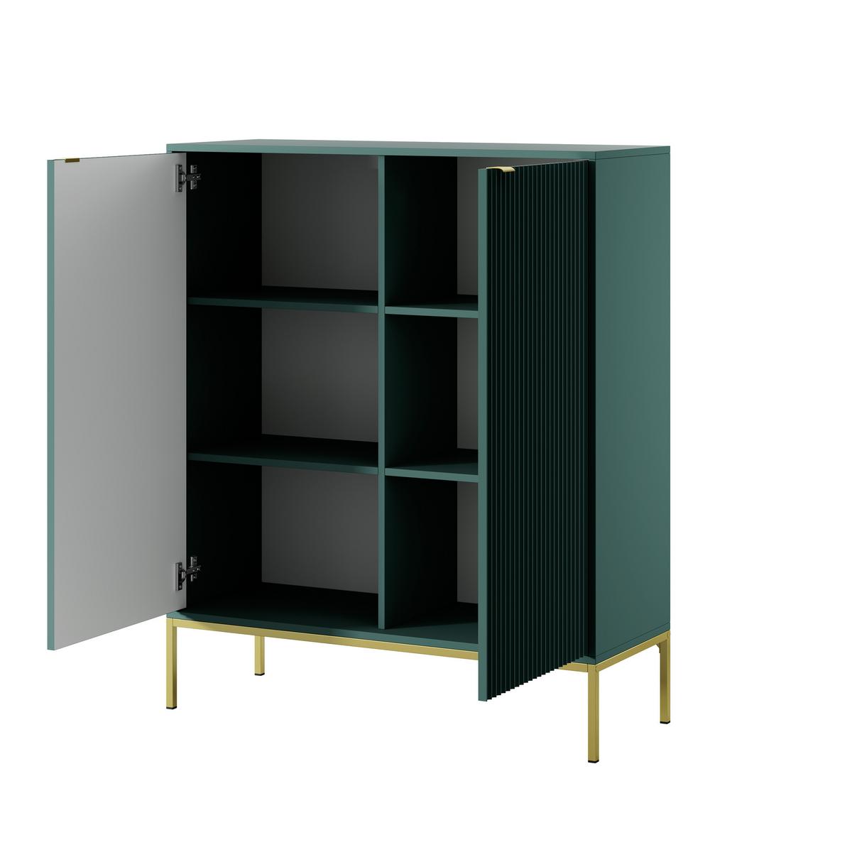 HIGHBOARD STELLARE 104/125/39 cm mit 2 Türen Hellgrün - Goldfarben/Hellgrün, Holzwerkstoff (104/125/39cm) - MASSENO