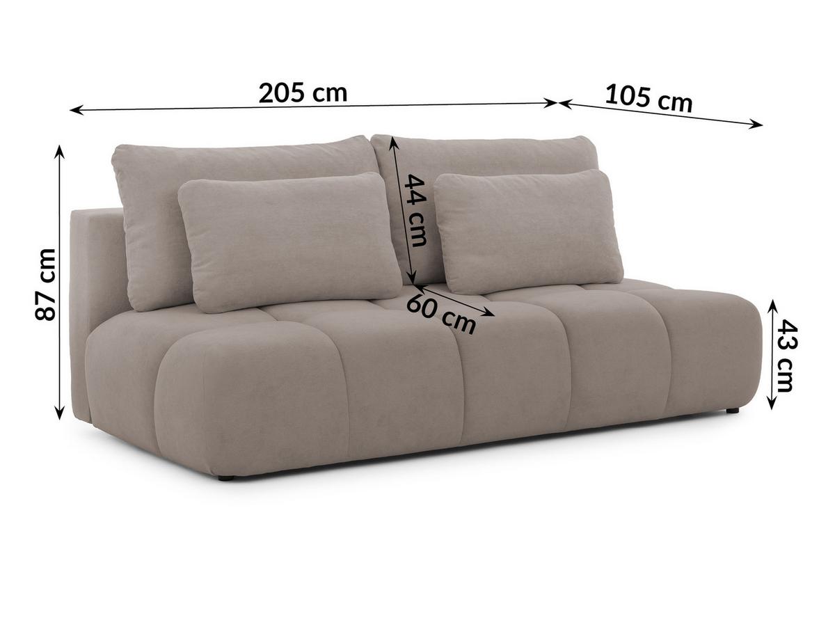 SCHLAFSOFA Belluno aus hochwertigem Taupe Plüschstoff mit Bettkasten und tiefen Steppungen in Bubble-Optik - Taupe/Schwarz, Holz/Kunststoff (205/87/105cm) - S-Style