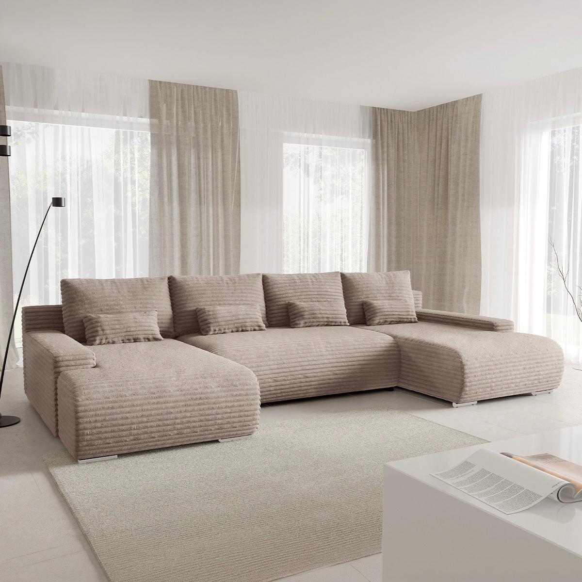 PANORAMASOFA Ivana 4 Sitzplätze Taupe - Taupe, Holz (350/85/172cm) - Petits-meubles