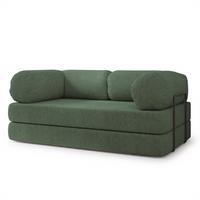 BETTSOFA EIREN aus Schaumstoff Bucle-Stoff Grün Schlaffunktion - Grün, Textil (170/68/80cm) - MASSENO