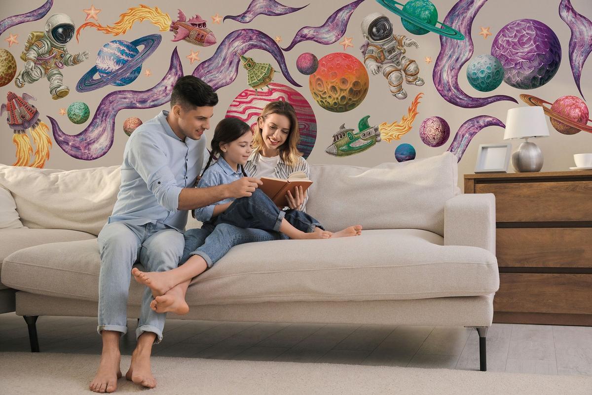 WANDAUFKLEBER 60x92cm - Weltraumträume - Multicolor, Kunststoff (60/92/0.1cm) - Wallfluent
