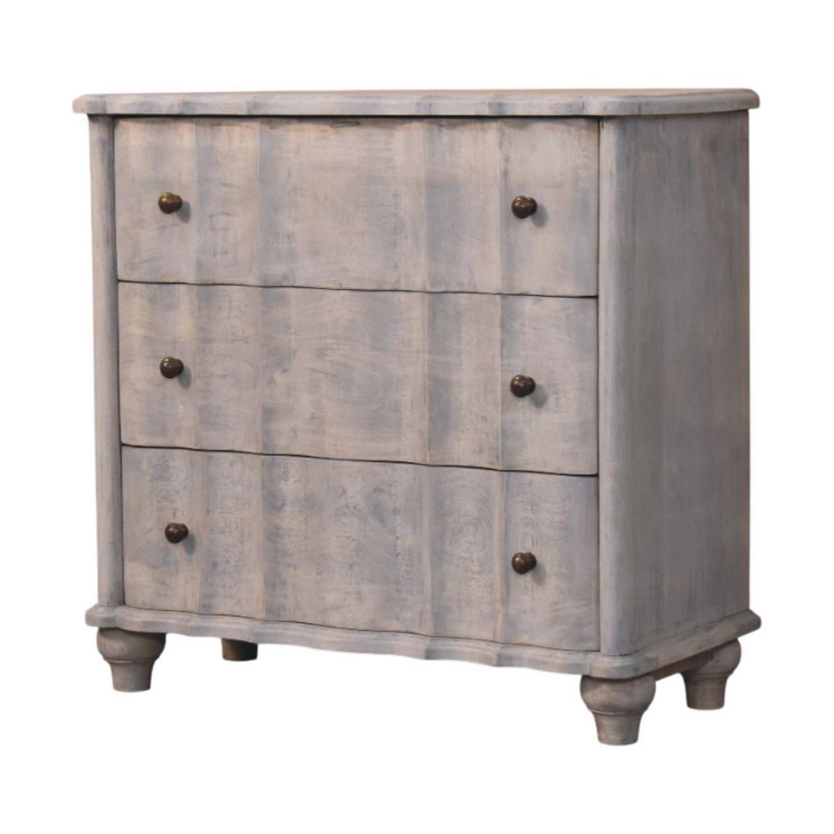 KOMMODE mit Acid-Wash-Finish, 3 Schubladen, runde Füße, grau - Braun/Grau, Naturmaterialen/Holz (85/83/40cm) - Artisan Furniture