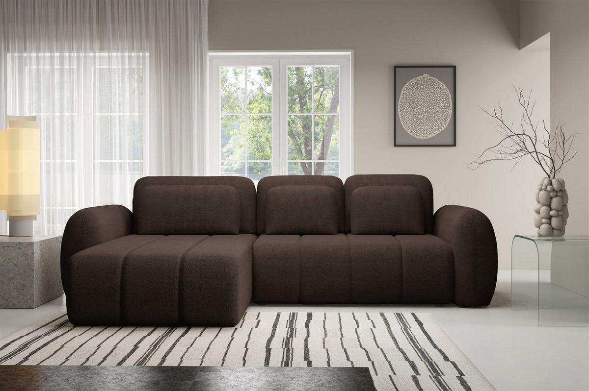 ECKSOFA Caria Mit Schlaffunktion - Braun, Holzwerkstoff/Textil (304/190cm) - Fun Möbel
