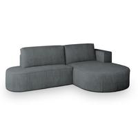 ECKSOFA CORTIO P R-S Grau Kordstoff mit Schlaffunktion - Grau, Holz (265/174cm) - MASSENO
