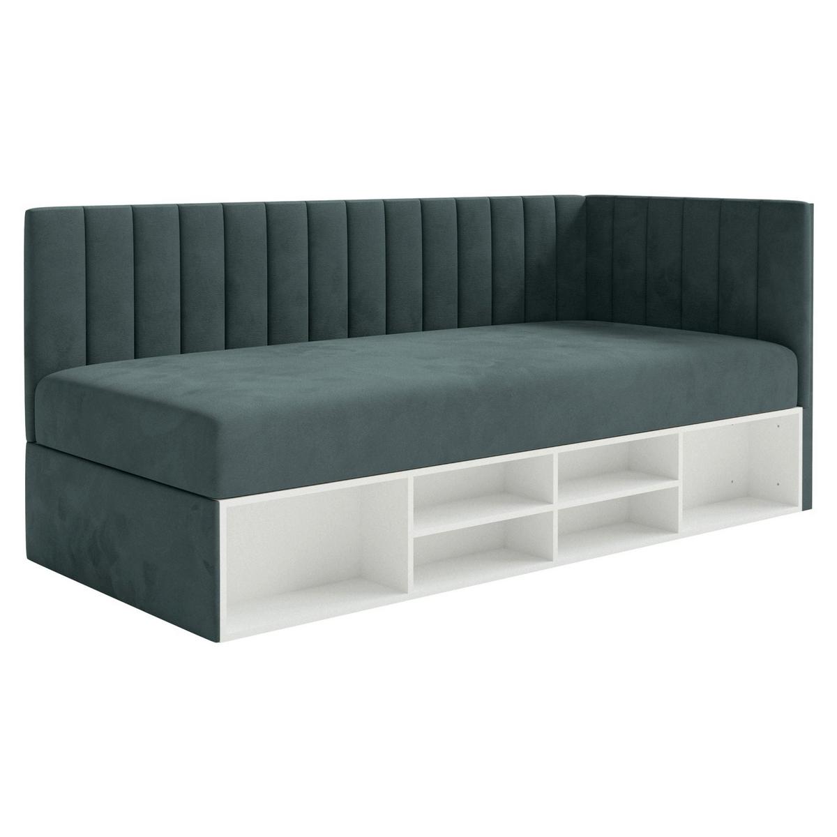 JUGENDBETT Ventrio Blaugrau Easy-Clean-Samtbezug 90x200 cm - Hellgrau, Holz/Textil (90/200cm) - Selsey