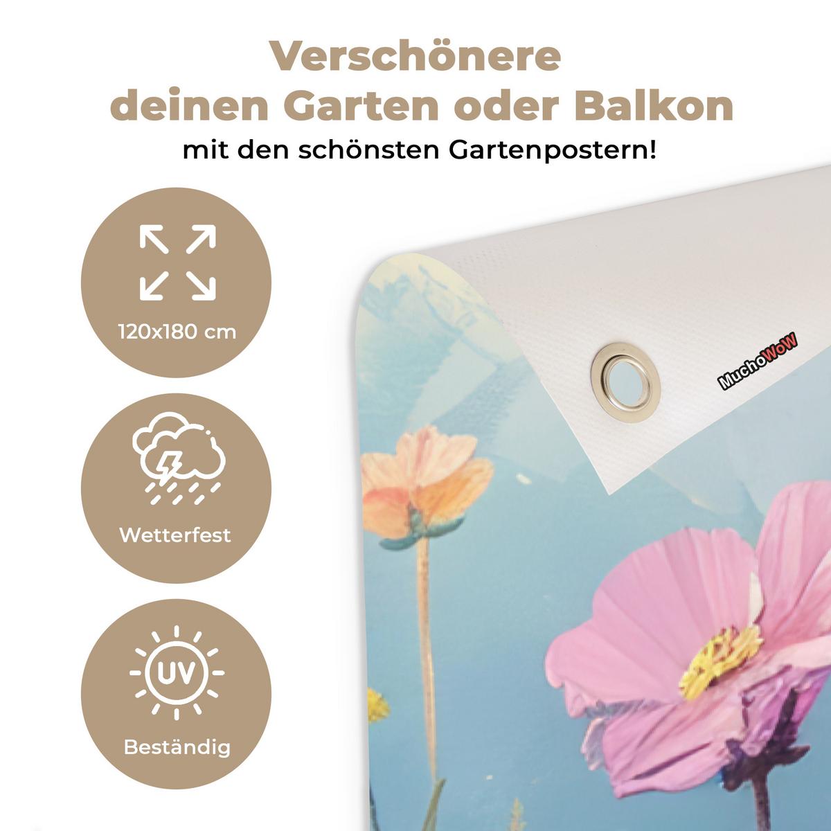 GARTENPOSTER Blumen - Natur - Botanik - Kunst Bild 120x180 cm - Hellblau, Kunststoff (120/180/0.2cm) - OnlyWow