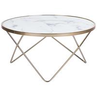 COUCHTISCH Marmor Optik weiß/gold 80 cm Meridian - Goldfarben/Weiß, Glas (80/80/40cm) - Beliani