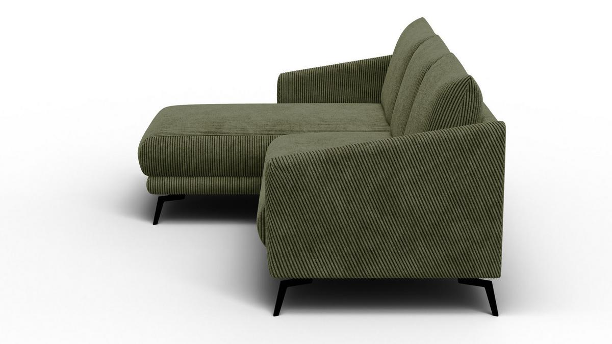 ECKSOFA VILT 3-Sitzer, olive - Schwarz/Olivgrün, Holzwerkstoff/Textil (221/156cm) - Wozimo