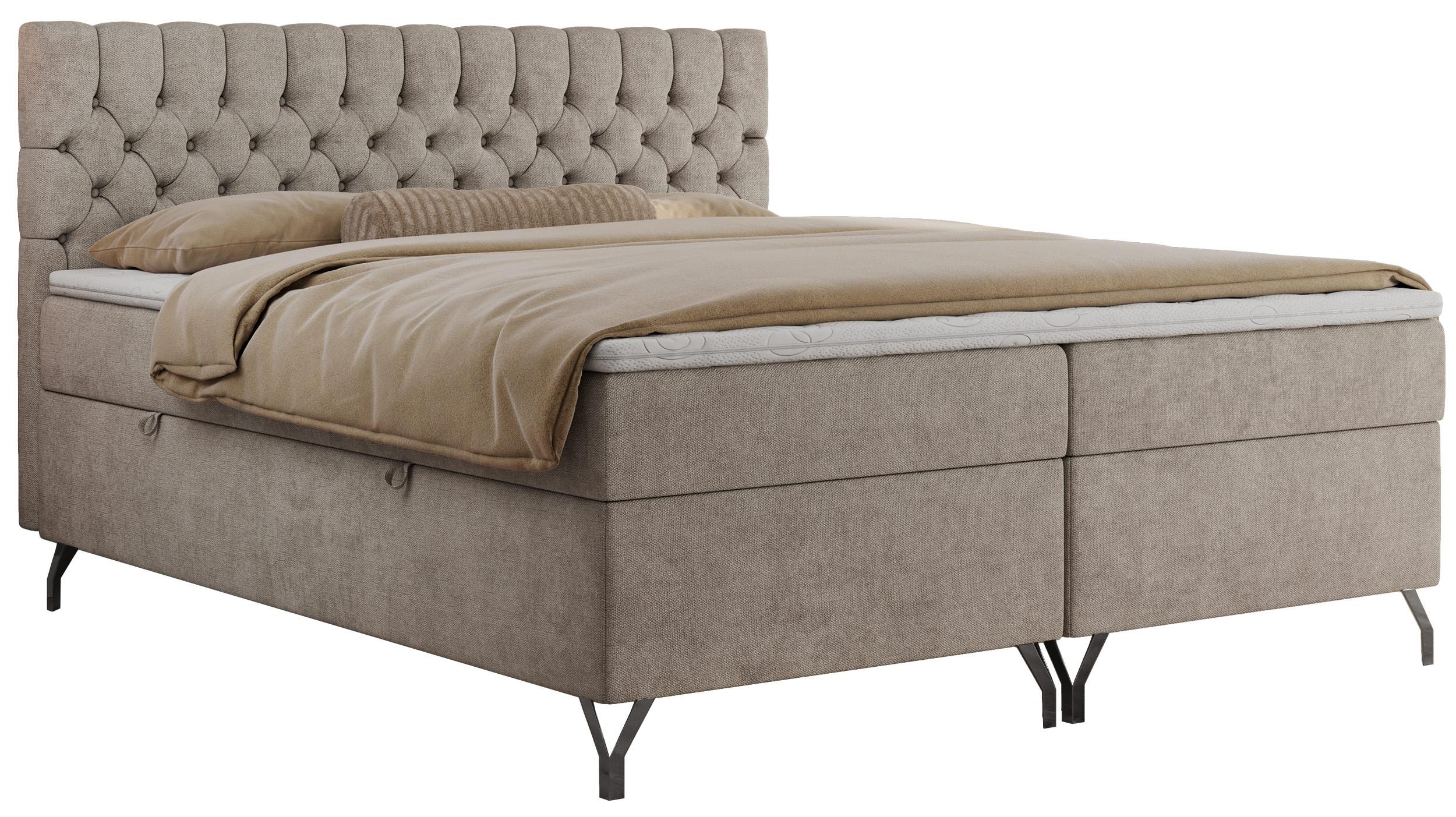 BOXBETT GRIMALDI 140/200 Beige Struktur - H4 - Beige, Holz/Textil (140/200cm) - MKS