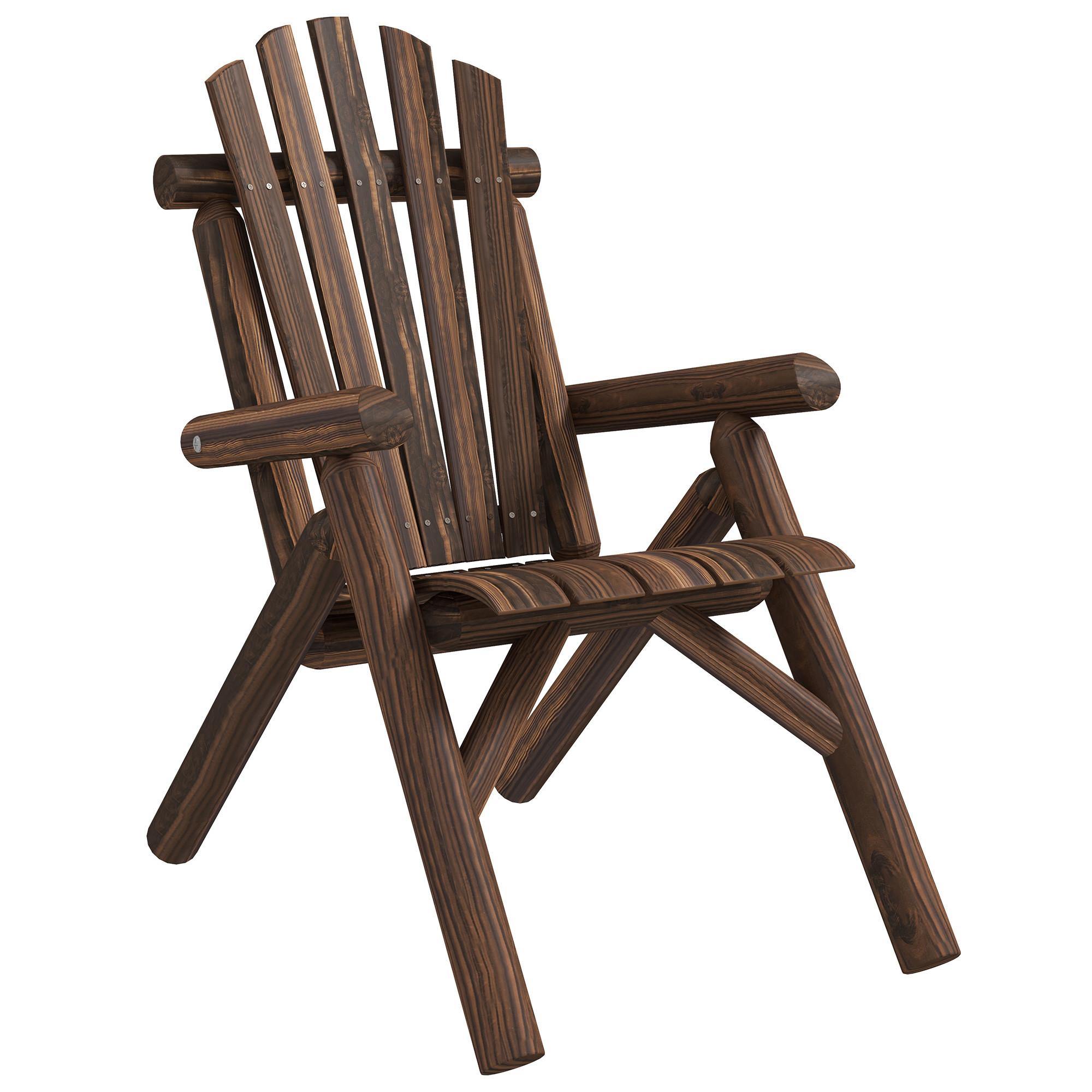 ADIRONDACK Gartenstuhl, Holzstuhl, Hochlehner, mit Armlehne, Tannenholz, Verkohlt - Dunkelbraun, Holz (68/101/83cm) - Outsunny