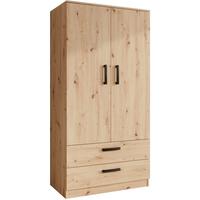DREHTÜRENSCHRANK Trend, mit Schubladen, eiche Artisan - Schwarz/Eiche Artisan, Holzwerkstoff (90/180/50cm) - Beautysofa