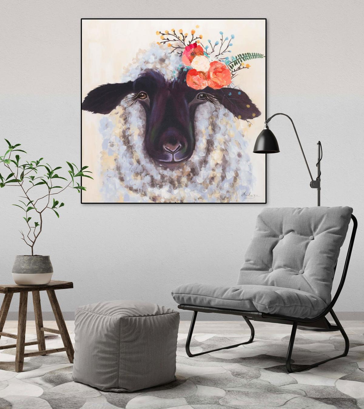 ACRYLBILD HANDGEMALT 80/80 cm - Beige/Schwarz, Holz/Textil (80/80cm) - KUNSTLOFT