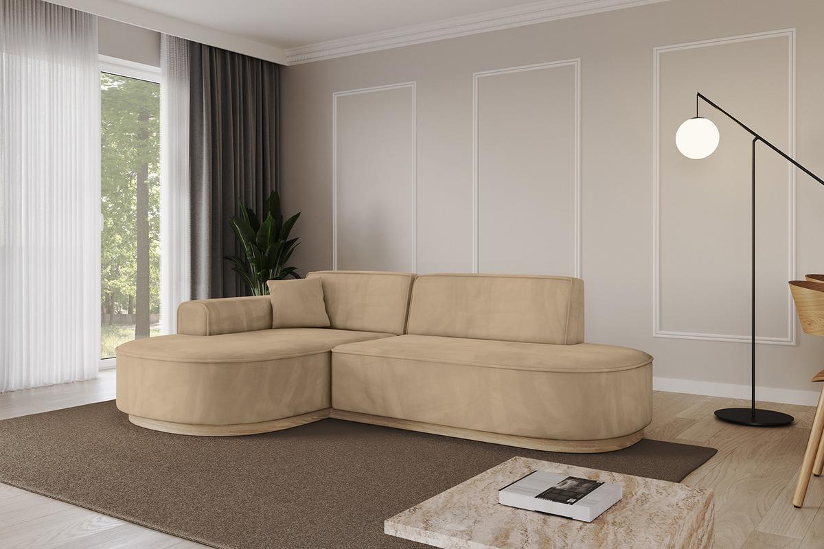 ECKSOFA Ottomane Links MARI-L1-v1 - 243x171x83 cm Taupe Velours - Taupe, Holzwerkstoff/Textil (243/171cm) - ALTDECOR
