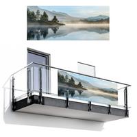 BALKON-SICHTSCHUTZ See - Nebel - Berge - Landschaft Balkon Deko 300x120 cm - Hellblau, Kunststoff (300/120cm) - MuchoWow