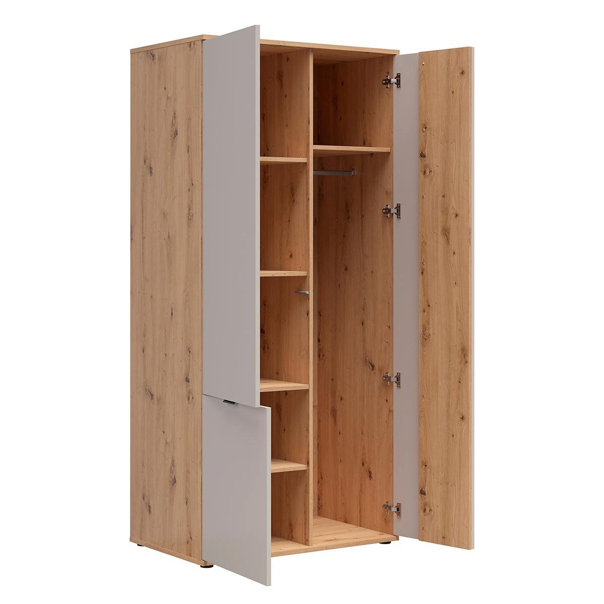 SCHRANK 3 Türen Ezra Kaschmir und Holz - Beige, Holzwerkstoff (90.5/195.5/56cm) - Petits-meubles