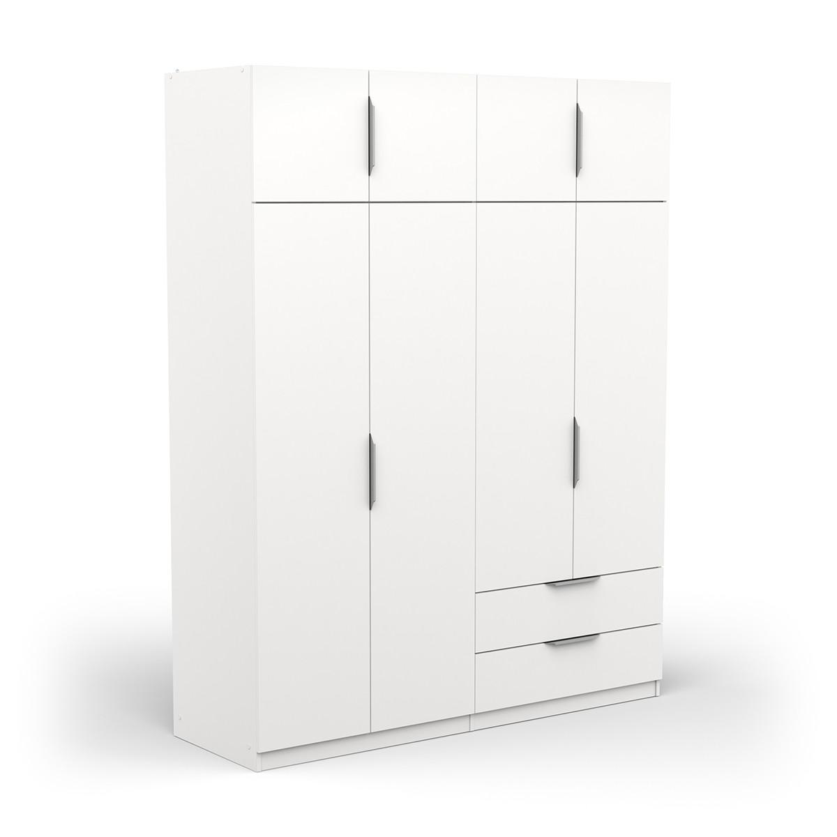 KLEIDERSCHRANK 8 Türen und 2 Schubladen L157,3 cm - Ghost - Weiß, Holzwerkstoff (51.1/203/166.5cm) - Demeyere