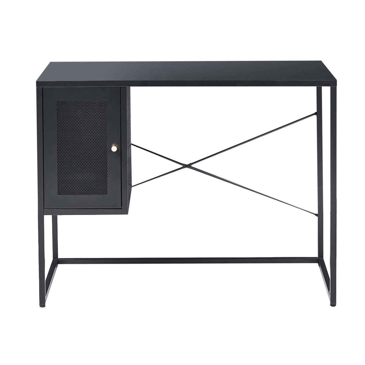 SCHREIBTISCH Schwarz 100/50 cm mit Stauraum Harjo - Schwarz, Metall (50/100/76cm) - Beliani