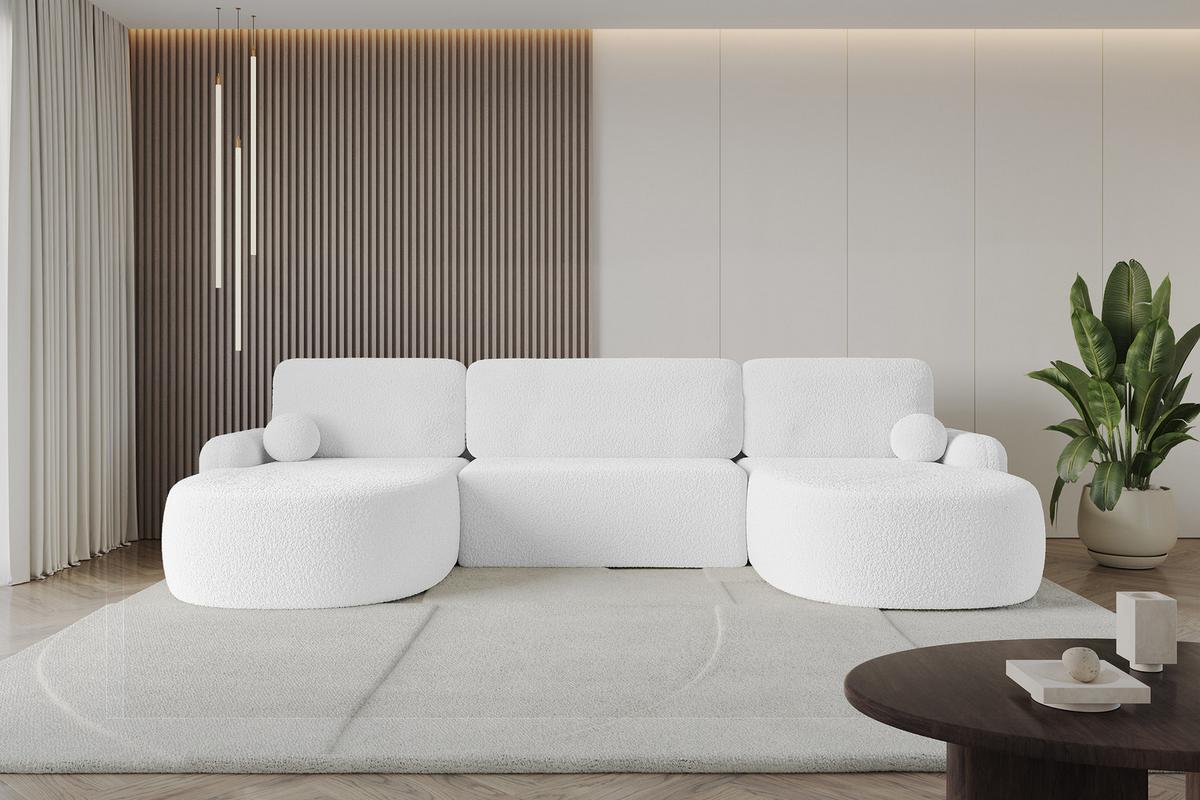 WOHNLANDSCHAFT mit Schlaffunktion und Bettkasten LIRA-U - 335x172x89 Weiß - Weiß, Holzwerkstoff/Textil (335/89/172cm) - ALTDECOR