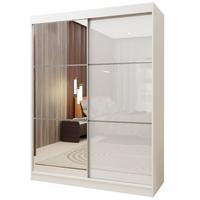 SCHWEBETÜRENSCHRANK VITALE 160/216/61 cm 2-türig mit Spiegel Weiß - Weiß, Holzwerkstoff (160/216/61cm) - MASSENO