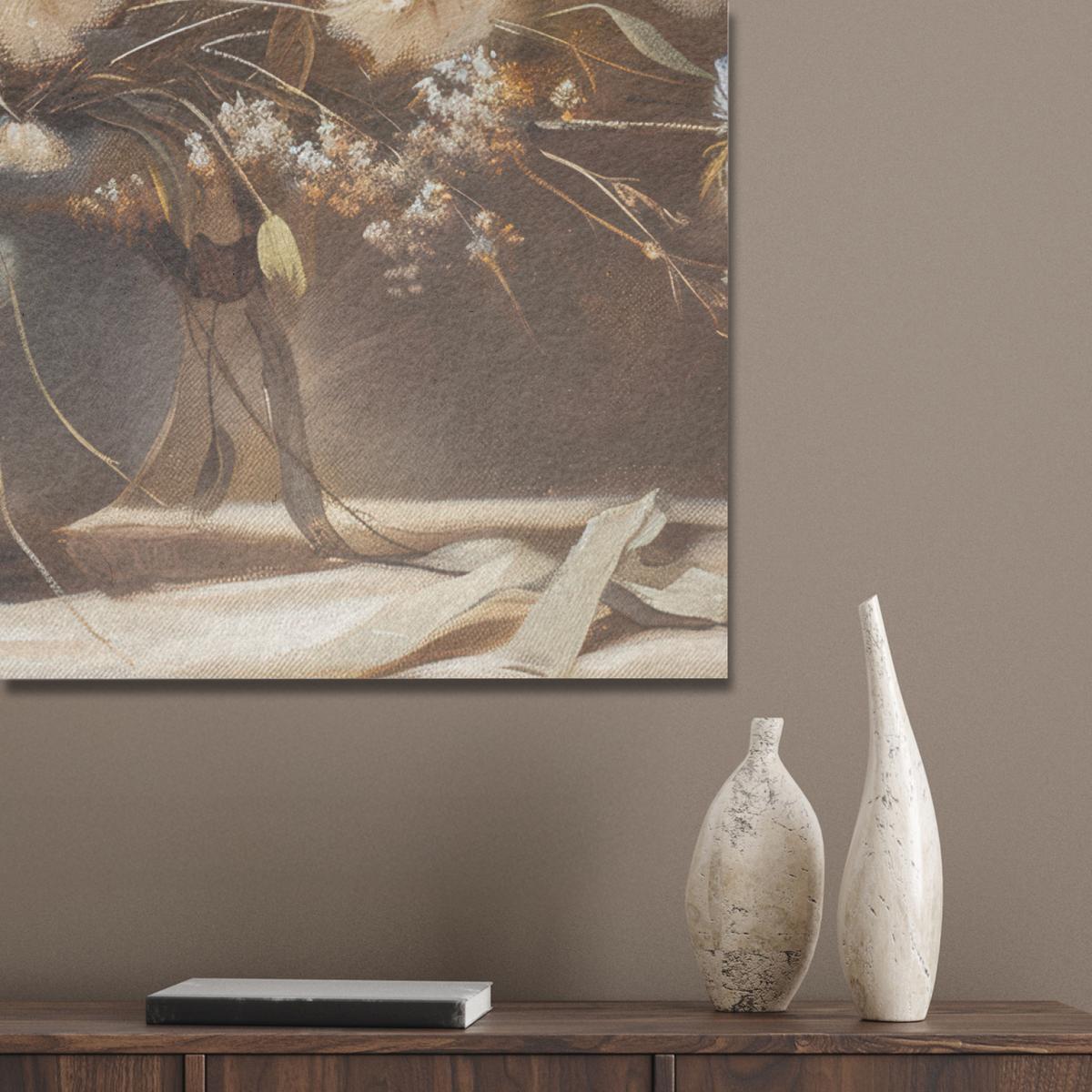 AKUSTIKBILD Blumen - Vase - Stilleben - Beige Akustikpaneele 90x90 cm - Creme, Kunststoff (90/90/0.9cm) - MuchoWow