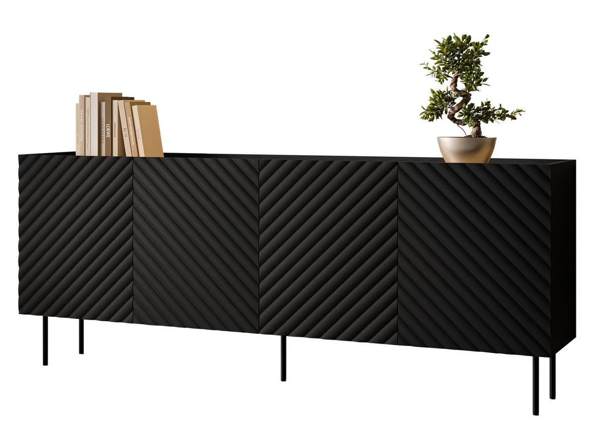 TÜRKOMMODE Lucca 200 4D - Schwarz, Holz/Holzwerkstoff (200/80/40cm) - MIRJAN24