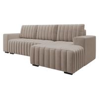 ECKSOFA Hugo, Seite: Rechts - Hellbraun/Dunkelbraun, Holz/Textil (140/240cm)