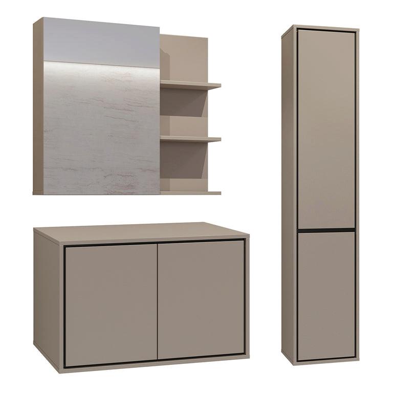 BADMÖBEL 78cm Sophéa 2er-Set Taupe - Taupe, Holzwerkstoff (78/50.8/48cm) - Petits-meubles