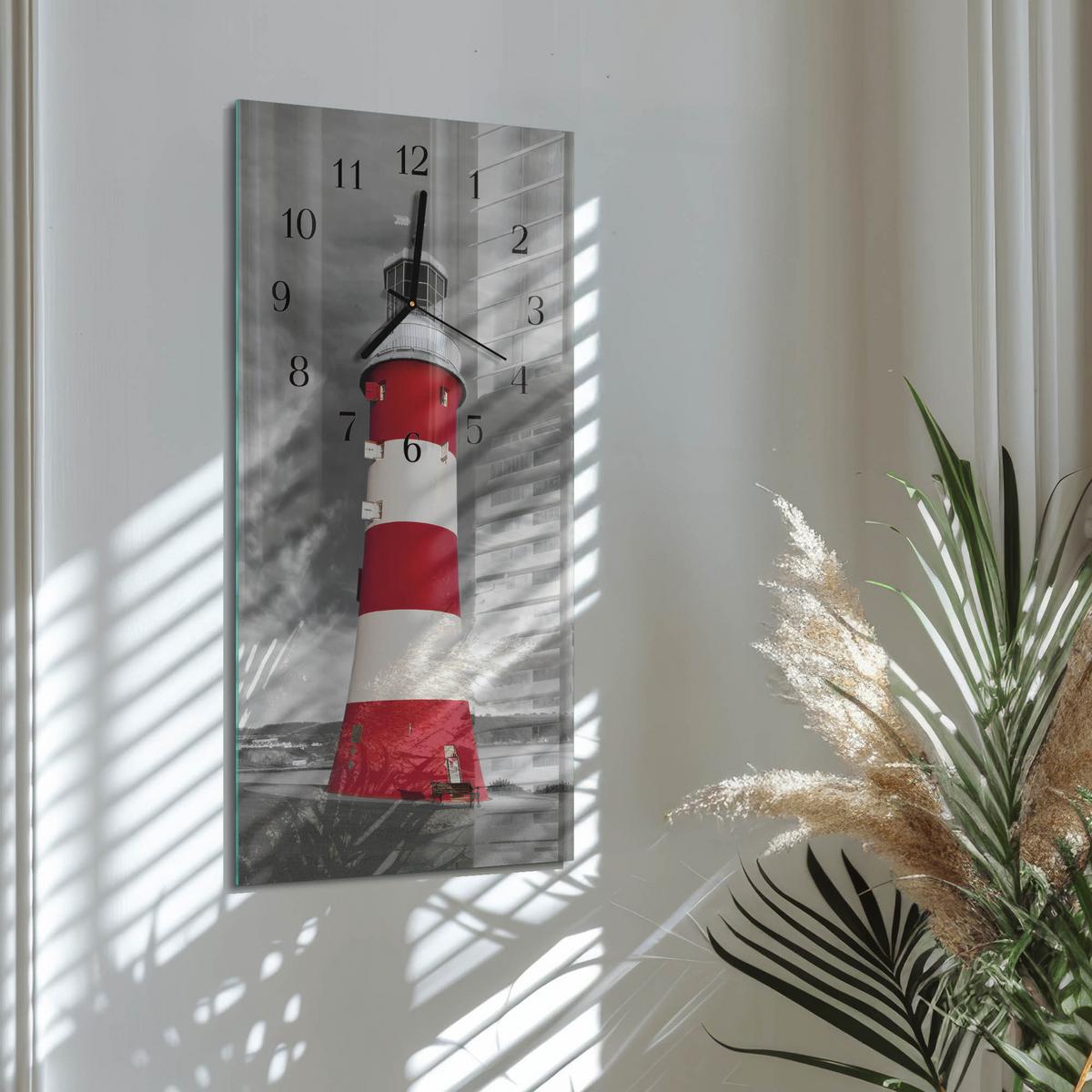 WANDUHR aus Glas 30x60 cm - Leuchtturm - Multicolor, Glas (30/60/0.4cm) - TULUP