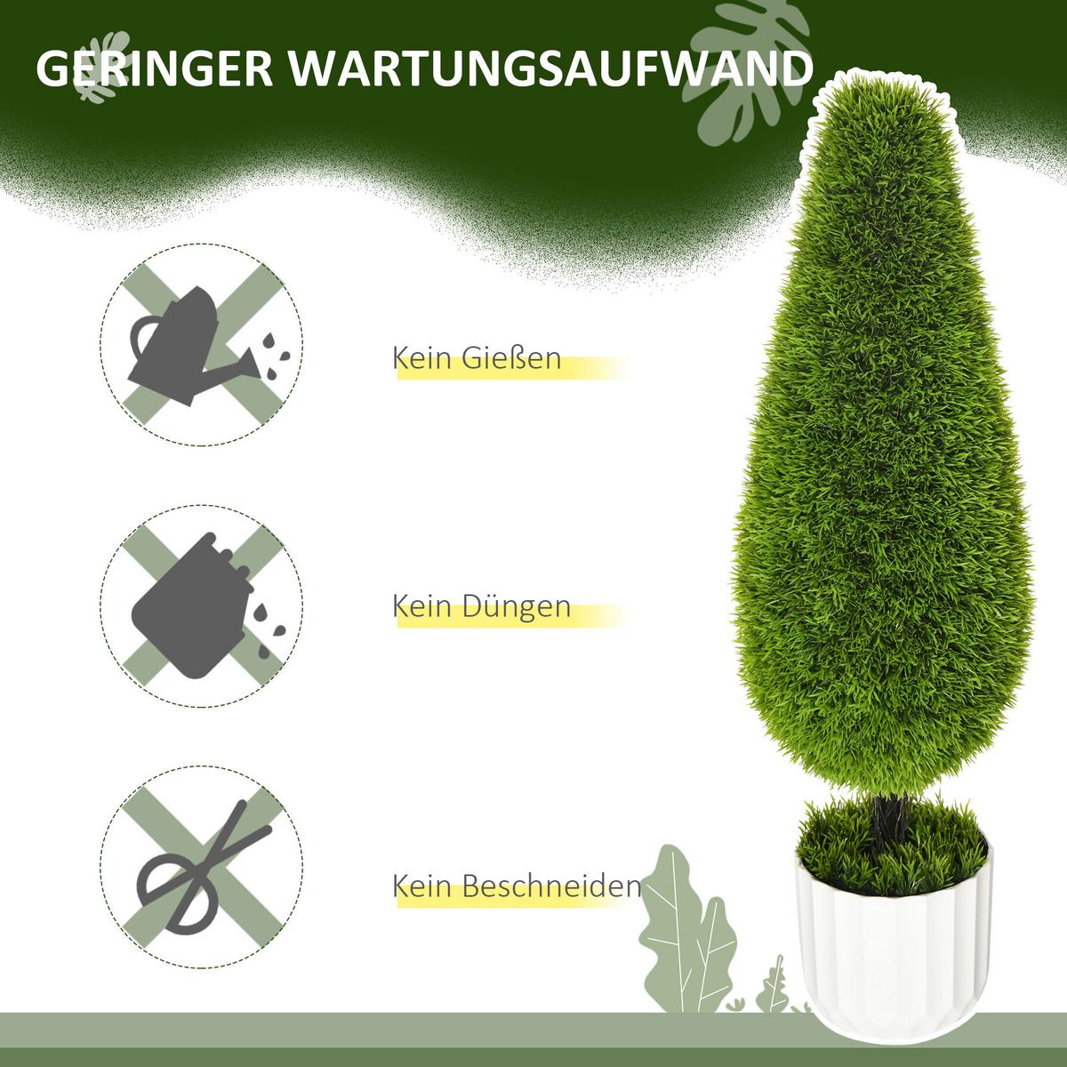 KUNSTPFLANZE Zypresse 2er-Set, 90 cm Künstliche Pflanzen Kunstbaum im Topf - Schwarz/Weiß, Kunststoff (90cm) - HOMCOM