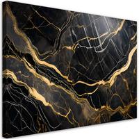 LEINWANDBILD Schwarz-weißer Marmor mit Gold 100x70cm - Schwarz, Textil (100/70cm) - Feeby