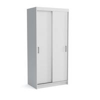 SCHWEBETÜRENSCHRANK NICOLA 100/215/60 cm 2-türig mit Spiegel Weiß - Weiß, Holzwerkstoff (100/215/60cm) - MASSENO