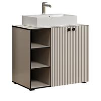 WASCHTISCH Kaschmir, Grau 90 cm, Set inklusive Waschbecken - Kaschmir/Schwarz, Holzwerkstoff/Metall (90/91/53cm) - Top.Furn