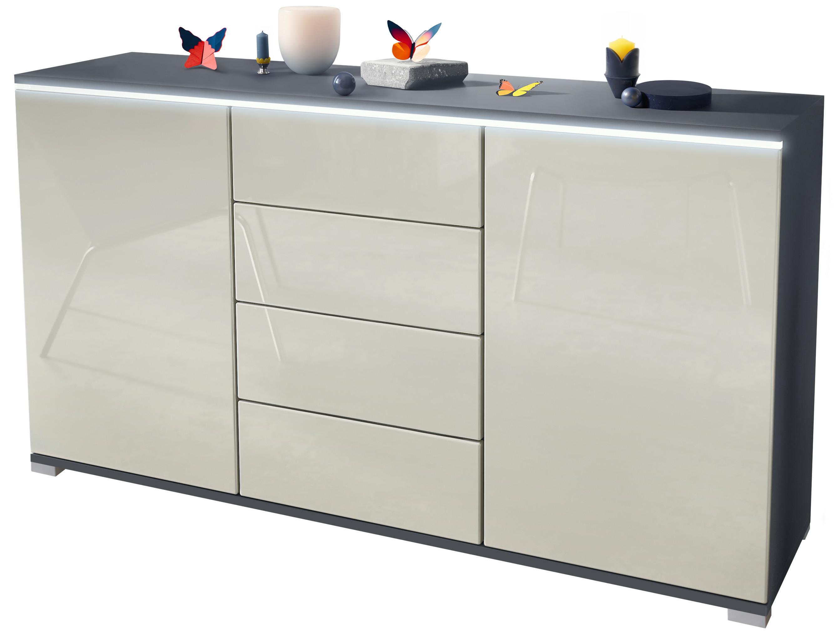 SIDEBOARD Faro Creme Hochglanz - Creme, Holzwerkstoff (138.5/75.5/35cm) - Vladon