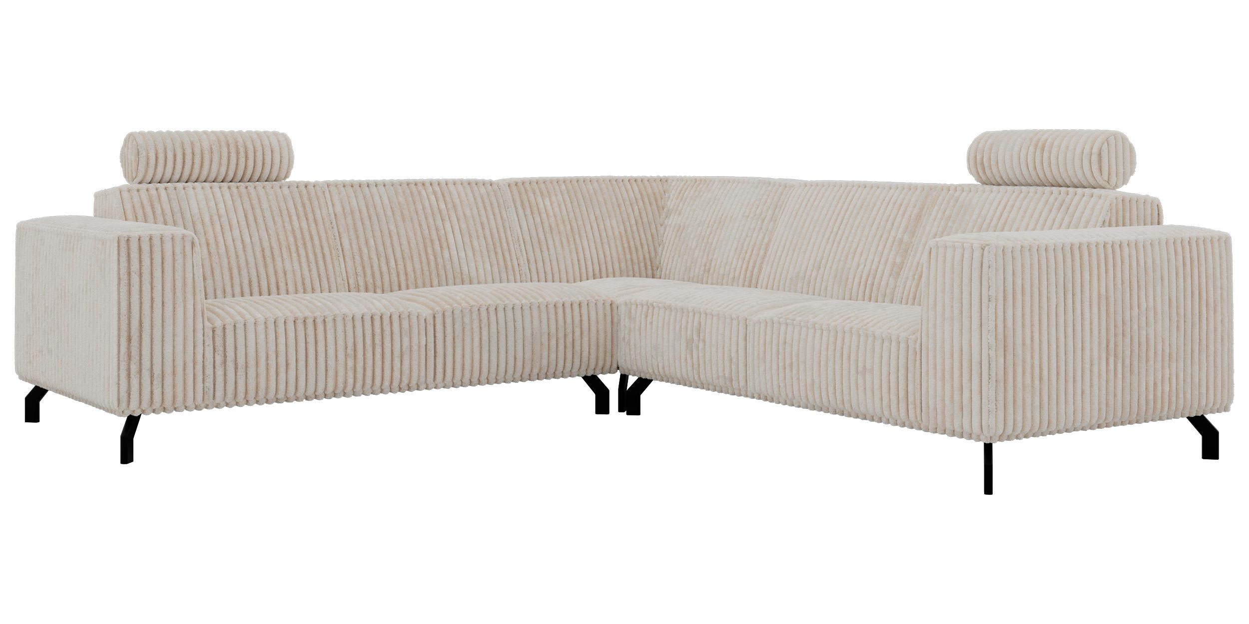ECKSOFA VESANO L - Beige Cord - Beige/Creme, Textil/Metall (260/260cm) - MKS