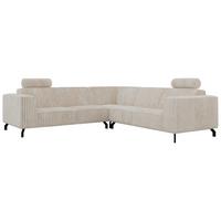 ECKSOFA VESANO L - Beige Cord - Beige/Creme, Textil/Metall (260/260cm) - MKS
