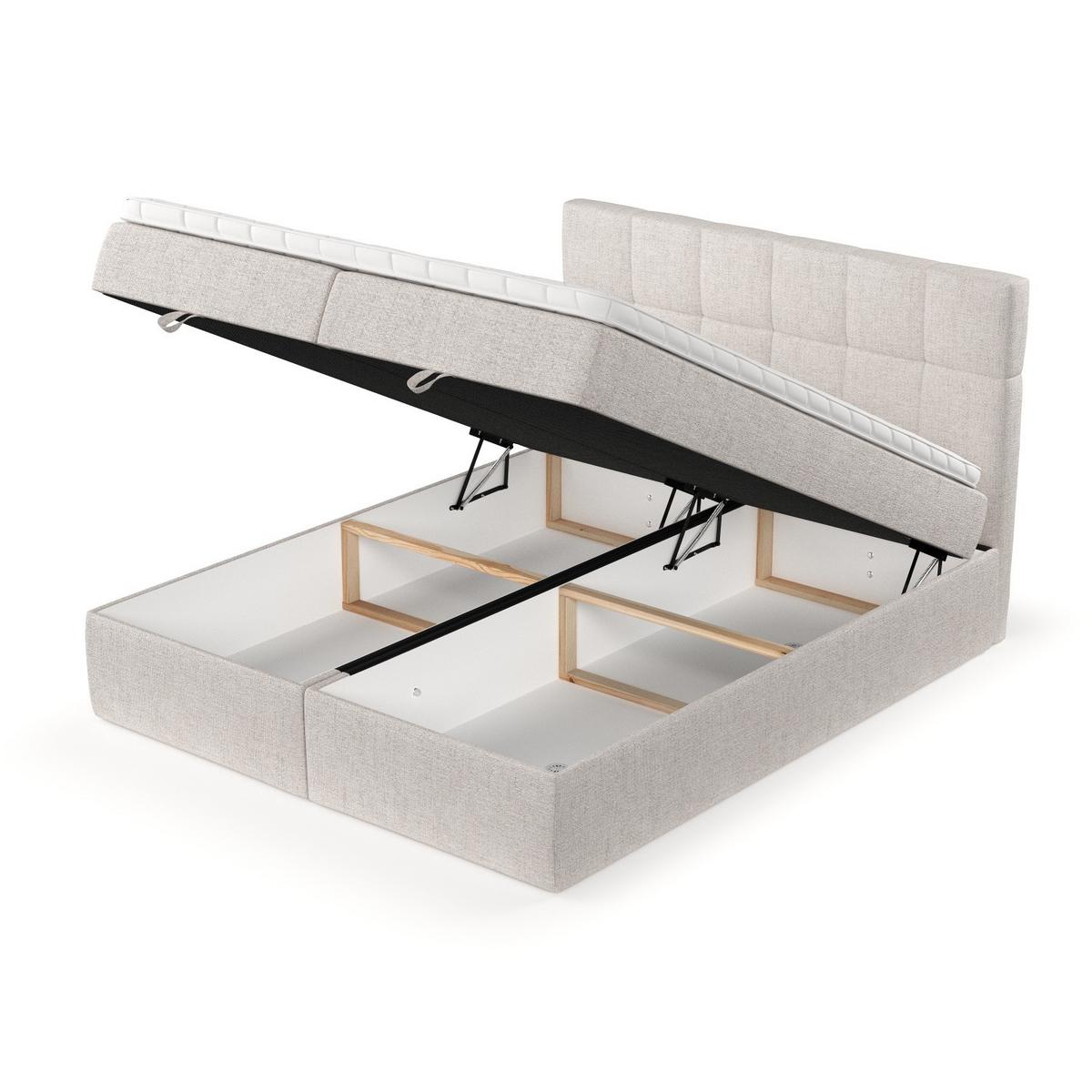BOXBETT Savio 200/200 cm Hellbeige im Neve Stoff - Sandfarben/Schwarz, Holz/Holzwerkstoff (200/200cm) - AltaBeds
