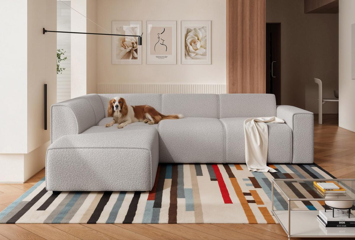 ECKSOFA ZAVO Links Feiner Mischstoff in Grau - Grau, Kunststoff/Textil (310/218cm) - Idohome