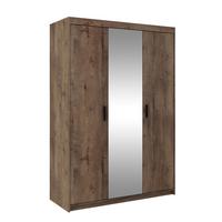 KLEIDERSCHRANK Storicos Eiche Lefkas 133/190,5/53 cm - Modern mit Spiegel 3-türig - Braun, Holzwerkstoff/Kunststoff (133/190.6/53cm) - AX Living