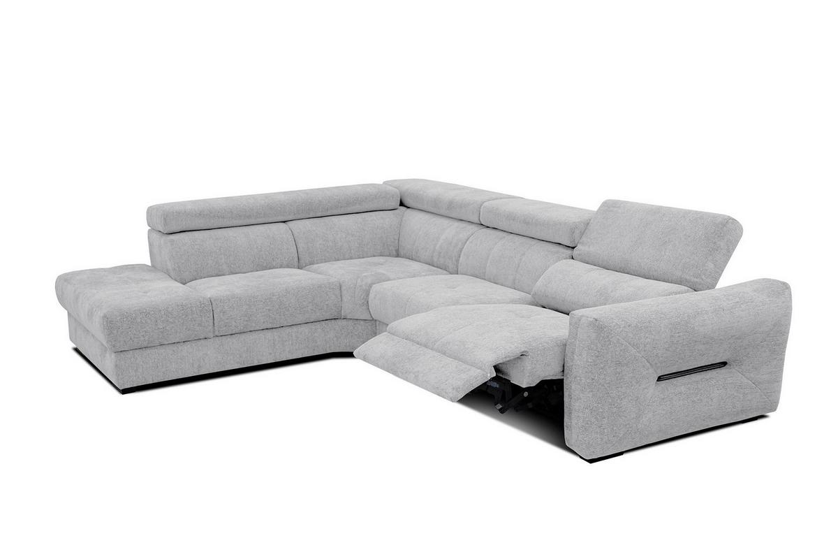 ECKSOFA CALVERA 5-Sitzer mit 1 Relaxfunktion, hellgrau - Hellgrau, Holzwerkstoff/Textil (239/298cm) - Wozimo