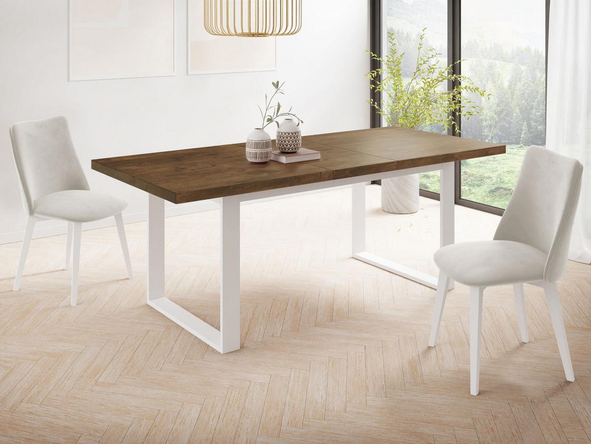 ESSTISCH Sana rechteckig ausziehbar, Lefkas Eiche 160/240/90/75 cm - Alteiche/Weiß, Holzwerkstoff/Metall (90/240/75cm) - WFL GROUP