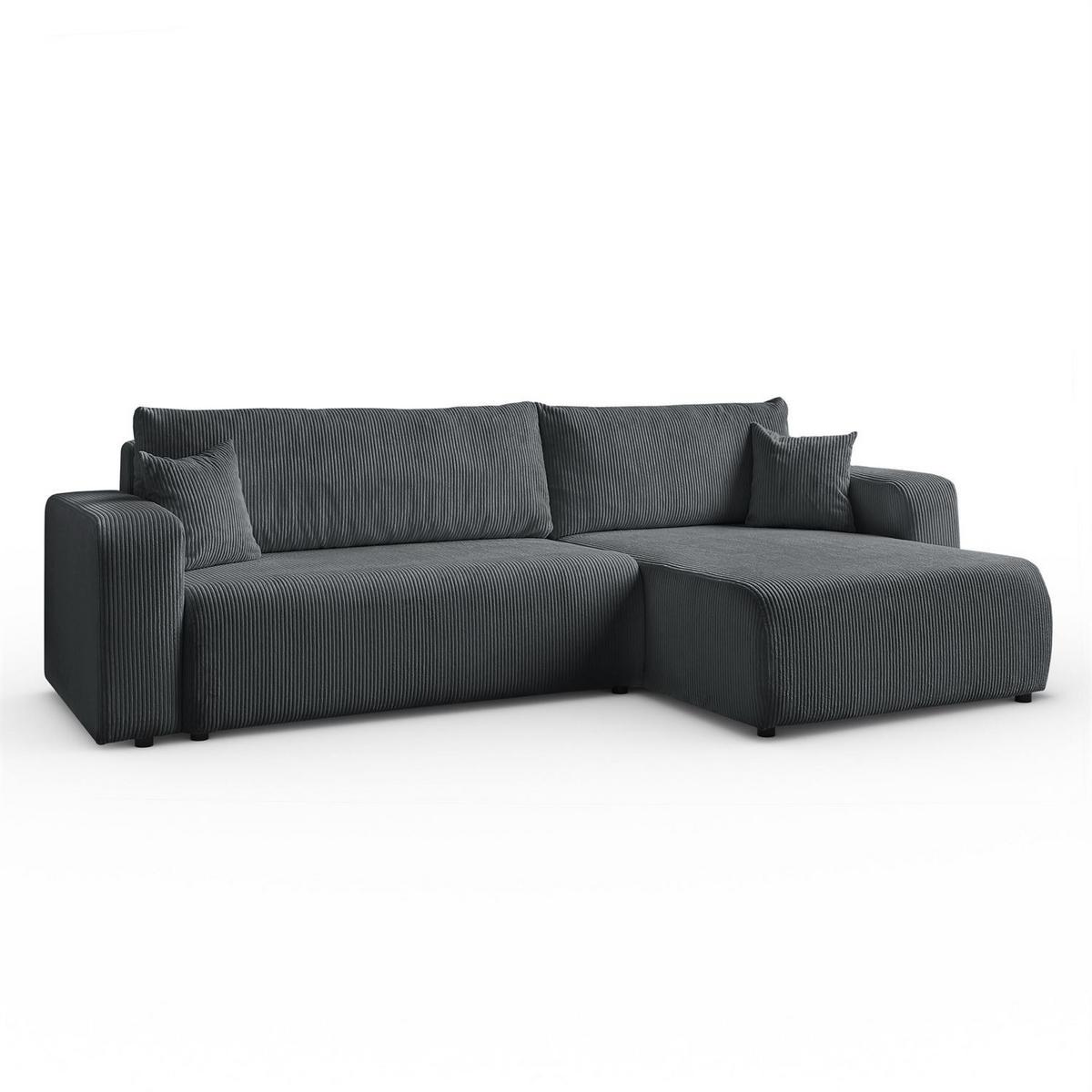 ECKSOFA Gepolstertes PRESTIGE XL mit Schlaffunktion und Bettkasten, Poso 34 - Dunkelgrau, Textil (277/143cm) - Lookway