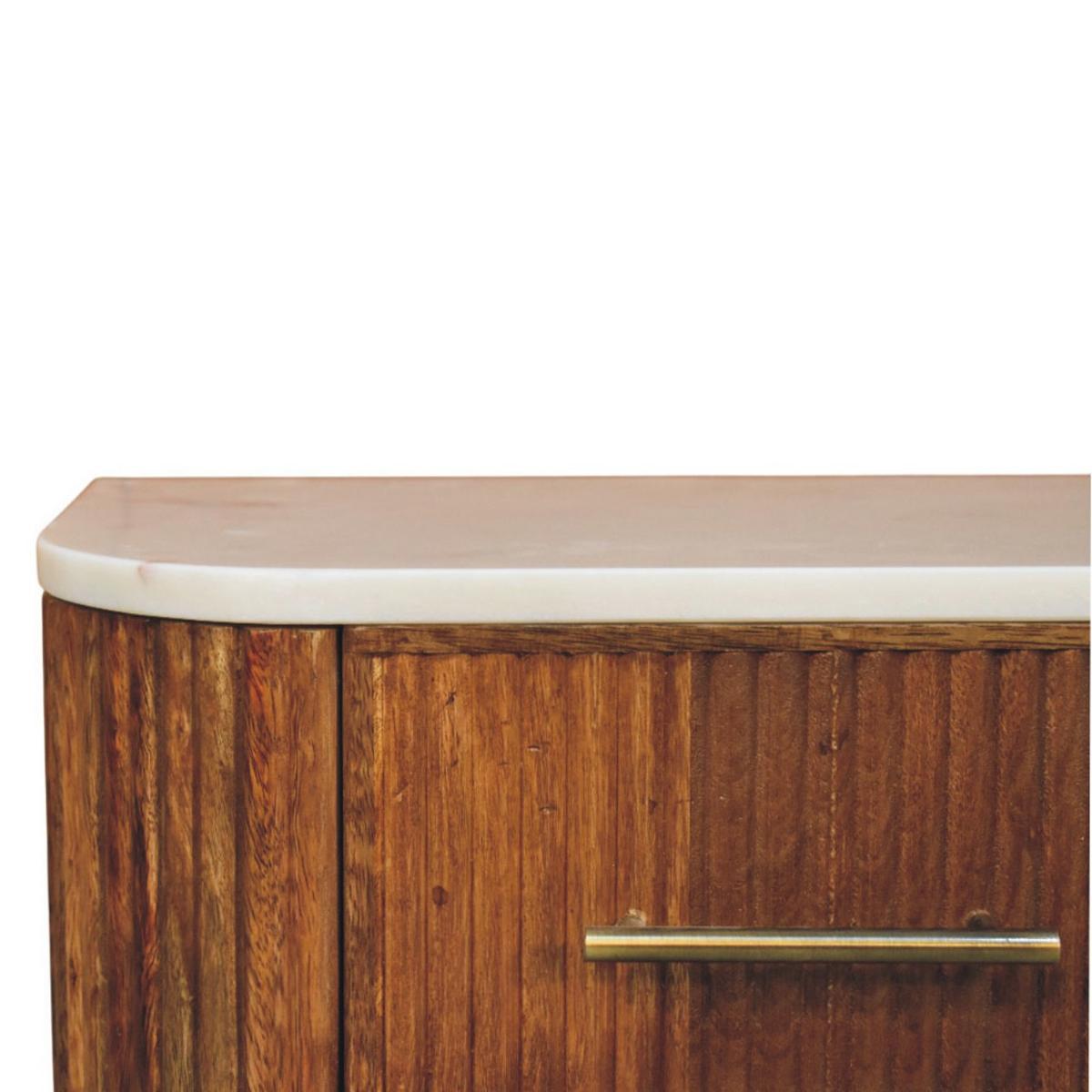 NACHTTISCH mit Golden-Teak-Finish, Marmorplatte oben, 1 Schublade, braun - Braun, Holz/Naturmaterialen (44/20/31cm) - Artisan Furniture