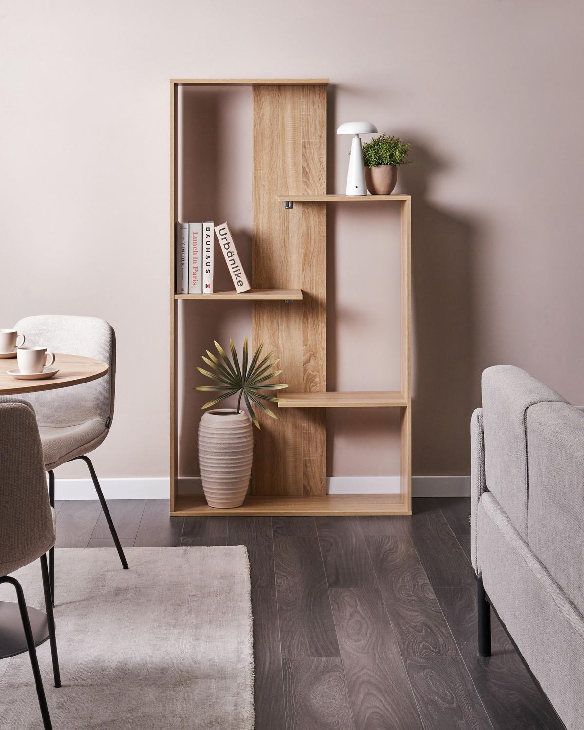 BÜCHERREGAL mit 3 Ebenen 163 cm Hellbraun Kahntah - Hellbraun, Holzwerkstoff (60/163/29cm) - Beliani