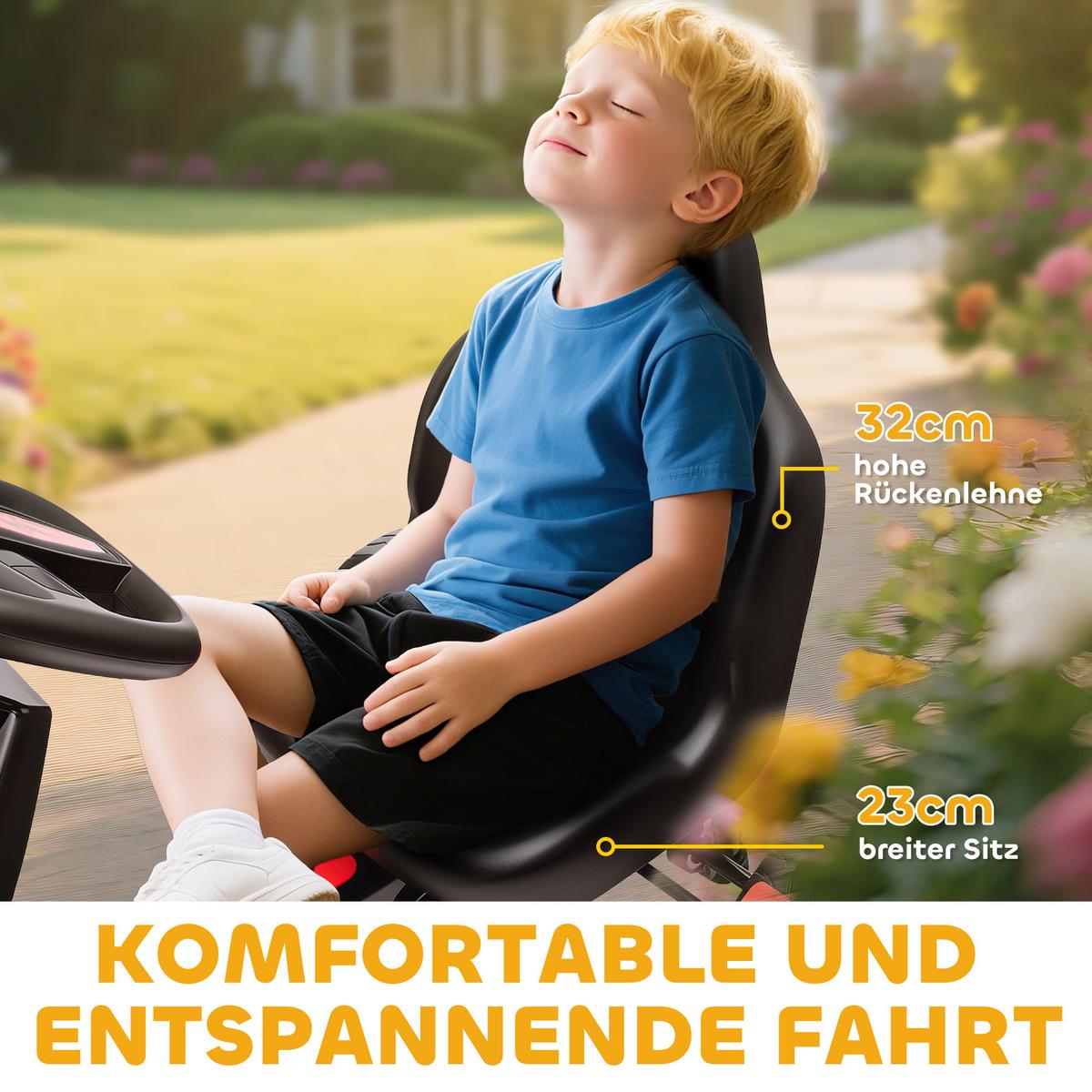 GOKART TRETAUTO mit Handbremse, Automatisches Kupplungssystem, EVA-Räder - Rot, Metall (100/59/60.5cm) - AIYAPLAY
