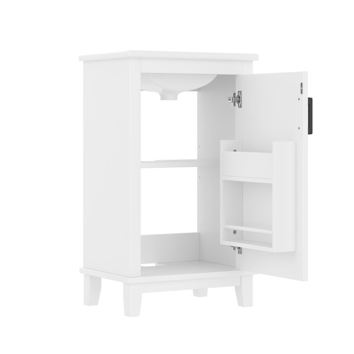 WASCHTISCH mit Unterschrank Weiß 51cm Standschrank mit Keramikbecken - Weiß, Holzwerkstoff (51/83/34cm) - Urban Meuble