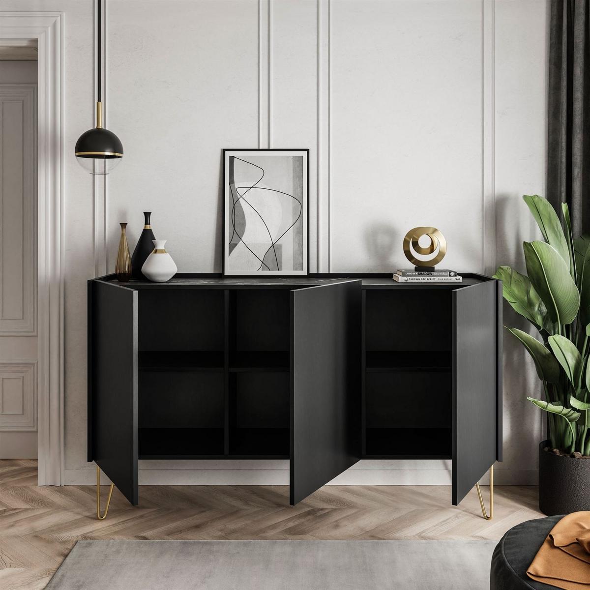 KOMMODE K144 EUPHORIA - Schwarz, Holzwerkstoff (144/83/37cm) - Lookway
