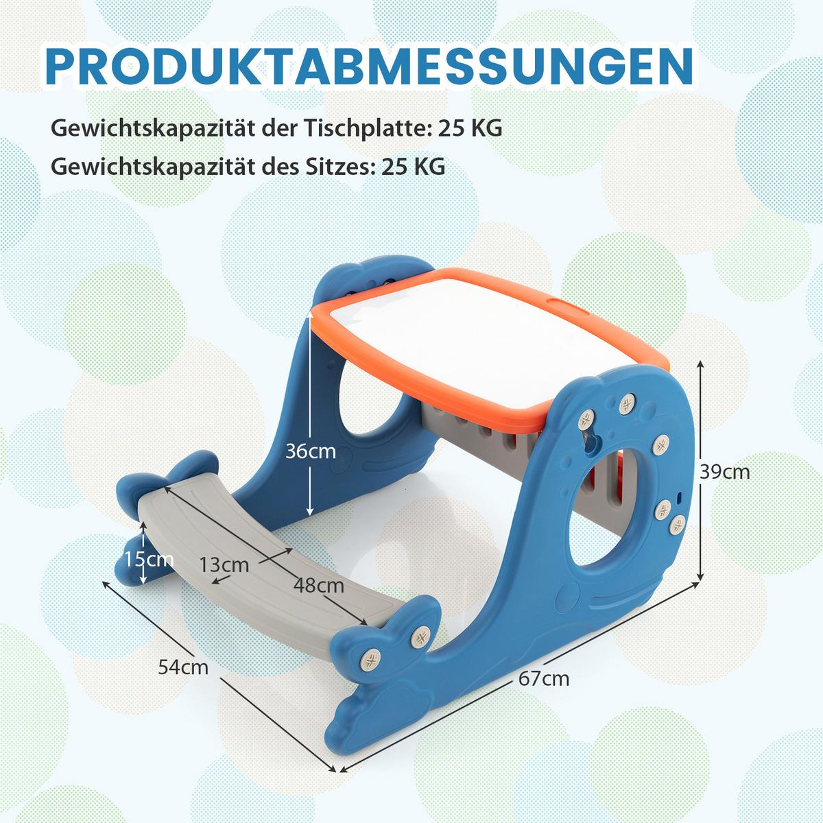 KINDERSTAFFELEI Blau - Blau, Kunststoff (67/39/54cm) - COSTWAY