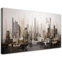 LEINWANDBILD Stadt Panorama Abstraktion 100x50cm - Beige, Textil (100/50cm) - Feeby