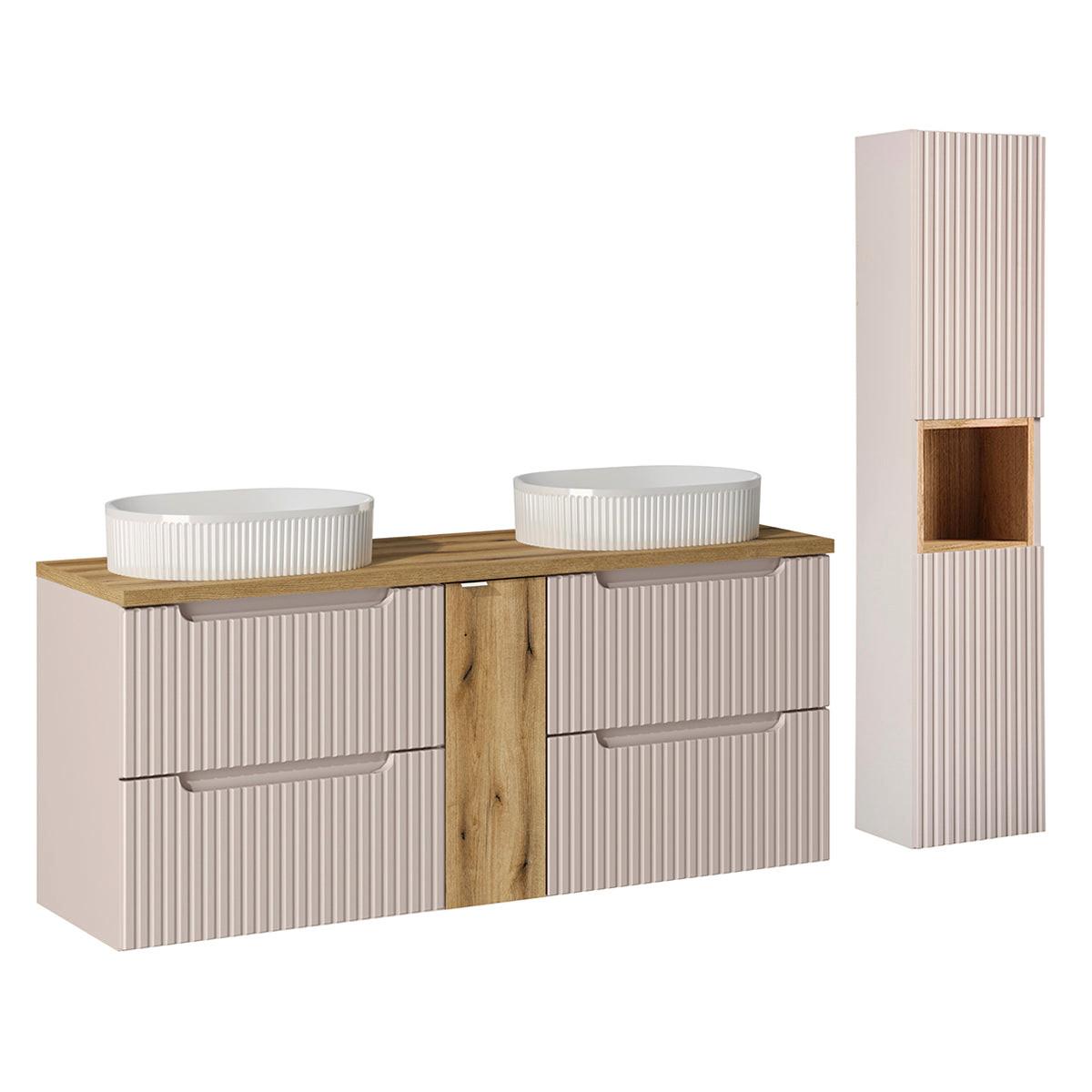 BADMÖBEL 140.4cm Riva 2er-Set Kaschmir - Kaschmir, Holzwerkstoff (140.4/59/40cm) - Petits-meubles
